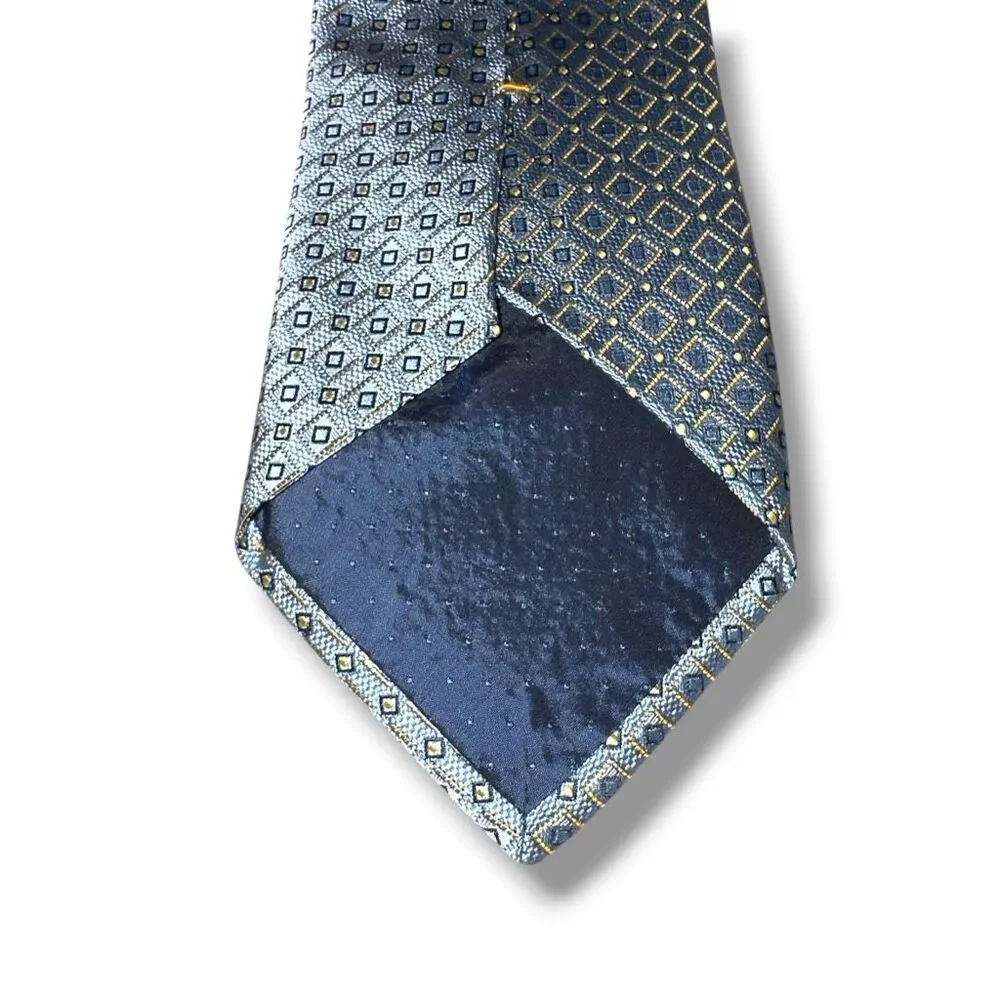 Tom James Royal Classic Blue Geometric Textured 100% Silk Neck Tie